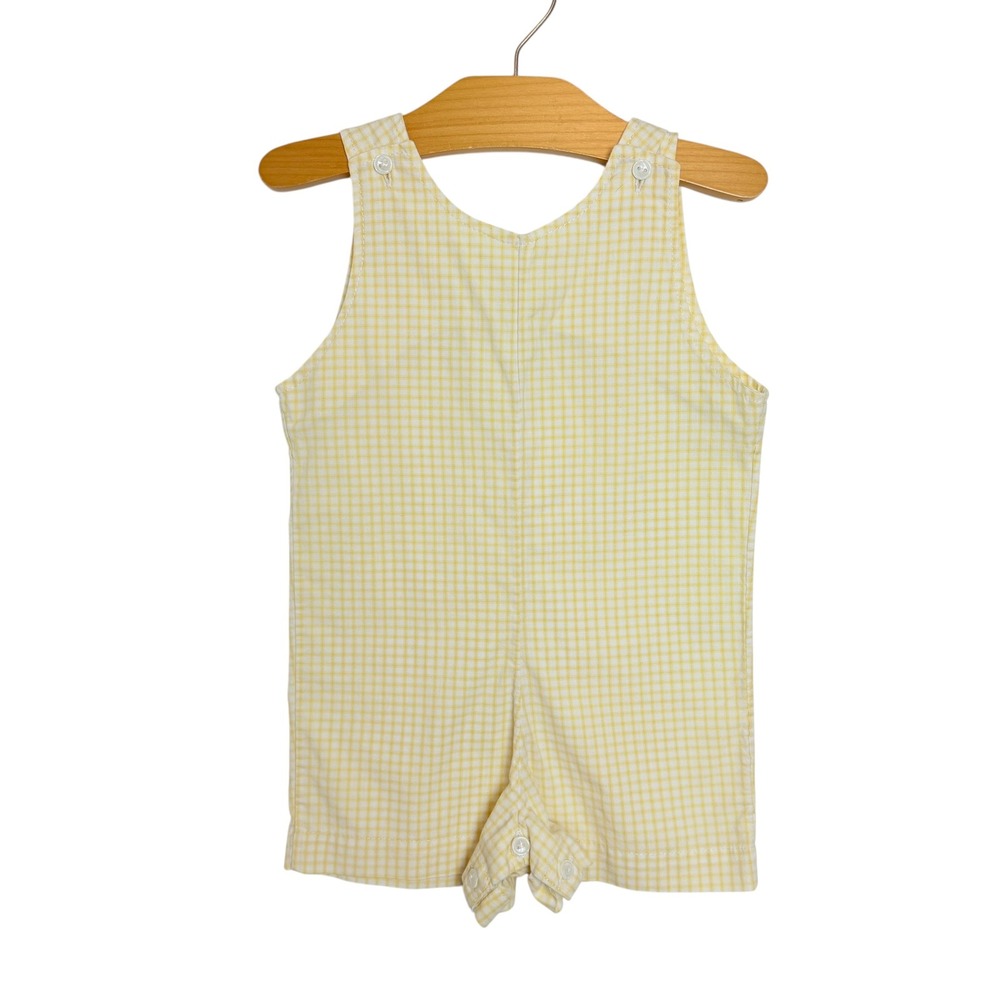 Strasburg Children Yellow Gingham Check Jon Jon Romper 24M